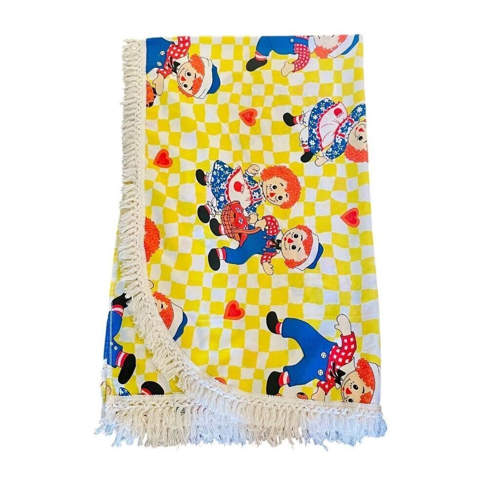 Vintage Raggedy Ann & Andy Twin Bedspread & Flat Sheet 1980s - Picture 2 of 6